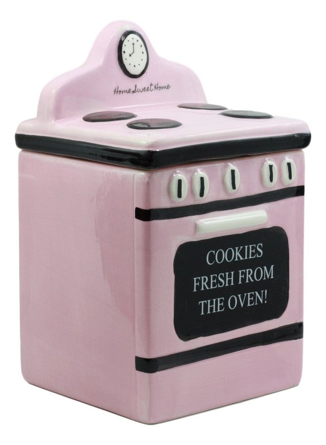 Ebros Gift Ebros "Cookies Fresh From Oven!" Ceramic Vintage Pink Oven Cookie Jar With Seal Tight Lid Decorative 7.25"Tall Kitchen Accessory Figurine - Image 2